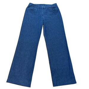 Eileen Fisher Jeans Womens Small Blue Denim Wide Leg Trouser Pants USA Made